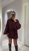 Bordo Ters Dikiş Detaylı Balıkcı Yaka Kazak