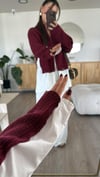 Bordo Triko Detaylı Ravi Gömlek Hırka