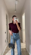 Bordo V Yaka Vatkalı Marka Model Bodysuit