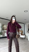 Bordo Yaka Düğmeli Polo Yaka Marka Model Kazak