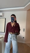 Bordo Yan Yırtmaçlı Poplin Kumaş Gömlek 