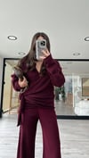 Bordo Yandan Bağlamalı Triko Kazak