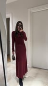 Bordo Yarım Balıkçı Yaka Uzun Kol Dilvin Elbise 
