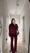 Bordo Yırtmaç Detaylı Kapüşonlu Modal Takım