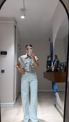 Buz Mavi Çiçek Güpürlü Denim Pantolon