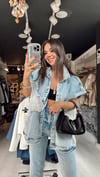 Buz Mavi Jean Detaylı File Yelek