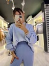 Buz Mavi Oversize Kazak 