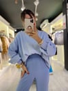 Buz Mavi Oversize Kazak 