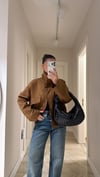 Camel Cep Detaylı Süet Bomber Ceket