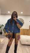 Camel Denim Detaylı Baklava Desen Hırka 