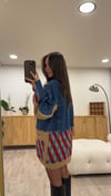 Camel Denim Detaylı Baklava Desen Hırka 
