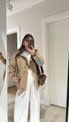 Camel Denim Detaylı Ön Düğmeli Trenç