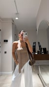 Camel Fularlı Straplez Triko Bluz
