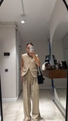 Camel Ön Düğmeli Yelek Pantolon Takım
