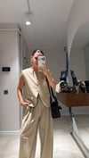 Camel Ön Düğmeli Yelek Pantolon Takım