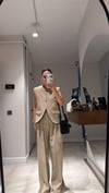 Camel Ön Düğmeli Yelek Pantolon Takım