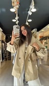 Camel Renk Balon Kol Oversize Ceket 
