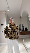 Camel Siyah Leopar Desen Sakallı Kazak
