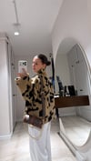 Camel Siyah Leopar Desen Sakallı Kazak