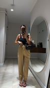 Camel Yan Fermuarlı Beli Lastikli Dilvin Pantolon
