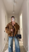 Camel Yarasa Kol Oversize Süet Ceket 