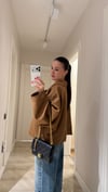 Camel Yarasa Kol Oversize Süet Ceket 