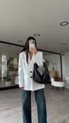 Ekru Astarlı Çift Cepli Blazer Ceket