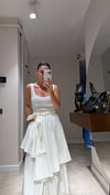 Ekru Bağlama Detaylı Etek Görünümlü Pantolon