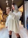 Ekru Balıkçı Yaka  Oversize Kazak