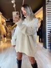 Ekru Balıkçı Yaka  Oversize Kazak