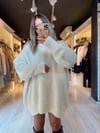 Ekru Balıkçı Yaka  Oversize Kazak
