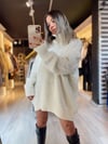 Ekru Balıkçı Yaka  Oversize Kazak