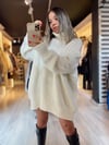 Ekru Balıkçı Yaka  Oversize Kazak