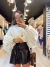 Ekru Balon Kol Oversize Kazak