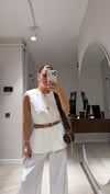 Ekru Bel Kemerli Gold Düğmeli Yelek