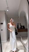 Ekru Bel Lastikli Maxi Boy Saten Etek