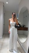 Ekru Bel Lastikli Tensel Bol Paça Pantolon
