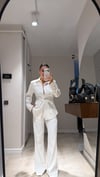 Ekru Belden Oturtma Gömlek Pantolon Takım