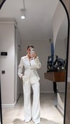 Ekru Belden Oturtma Gömlek Pantolon Takım