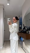 Ekru Belden Oturtma Gömlek Pantolon Takım