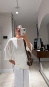 Ekru Bisiklet Yaka Kısa Kol Ajurlu Kazak