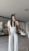 Ekru Bisiklet Yaka Kısa Kol Marka Model Triko Takım