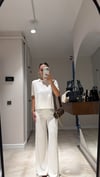 Ekru Bisiklet Yaka Kısa Kol Triko Takım