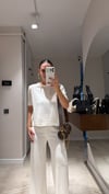 Ekru Bisiklet Yaka Kısa Kol Triko Takım