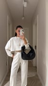 Ekru Bisiklet Yaka Marka Model Crop Takım
