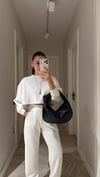 Ekru Bisiklet Yaka Marka Model Crop Takım