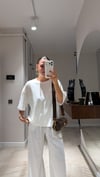 Ekru Bisiklet Yaka Oversize Basic Tshirt