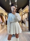 Ekru Bisiklet Yaka Oversize Triko Kazak
