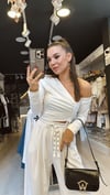 Ekru Büzgü Detaylı Düşük Kol Bluz