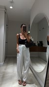 Ekru Cep Detaylı Şalvar Pantolon